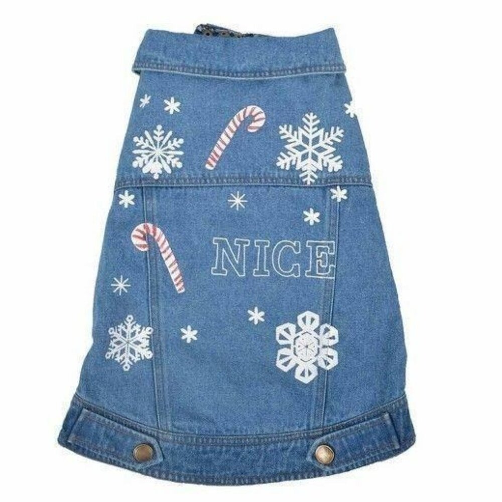 Ugly Denim Dog Pet Vest Blue Wondershop Christmas Winter Sweater Costume Medium